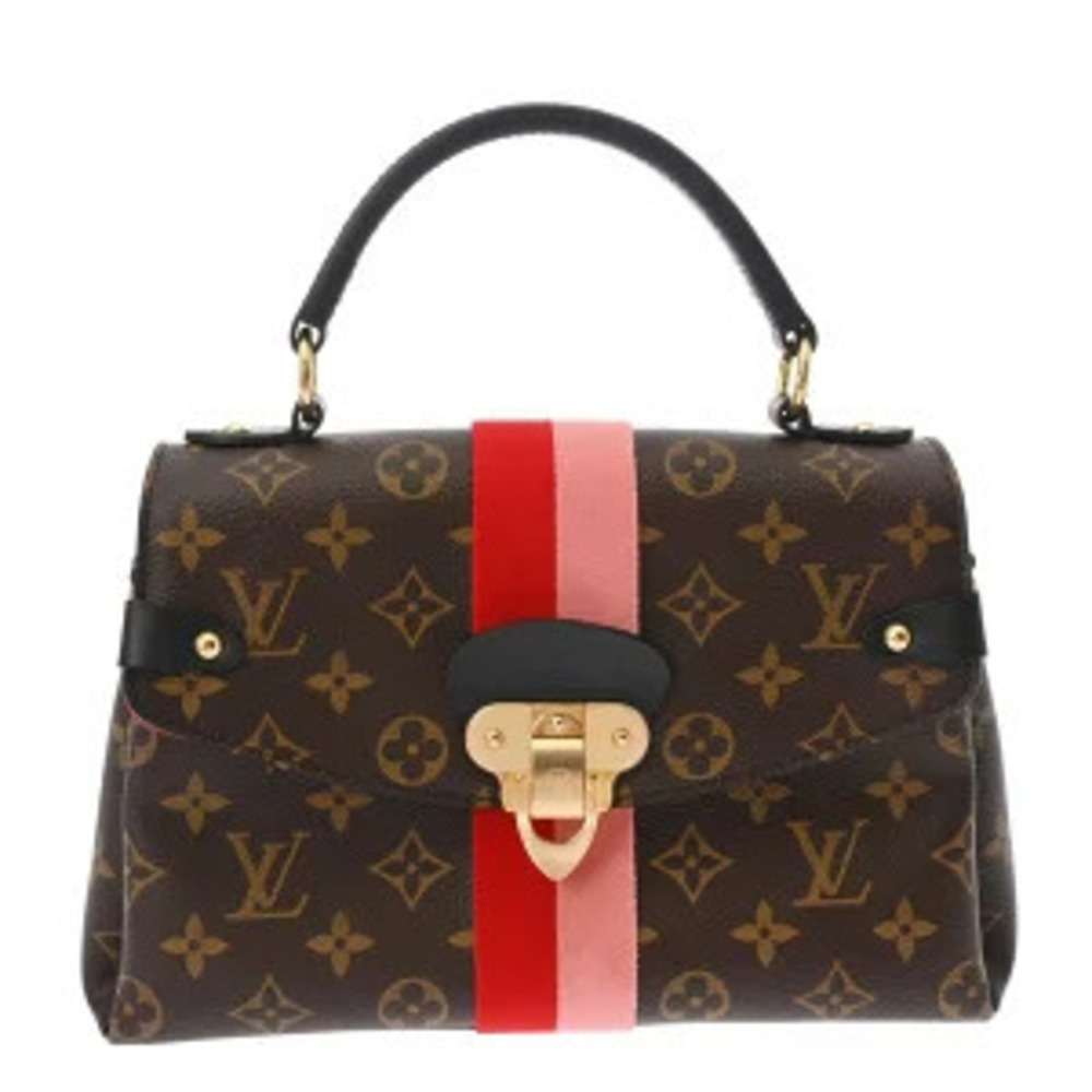 Louis Vuitton Monogram Georges Coquelicot Red Peach Leather Handbag